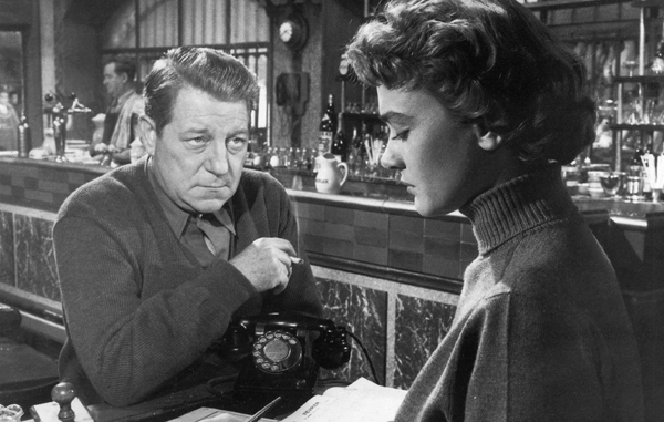 Danièle Delorme and Jean Gabin in Deadlier Than the Male (1956)