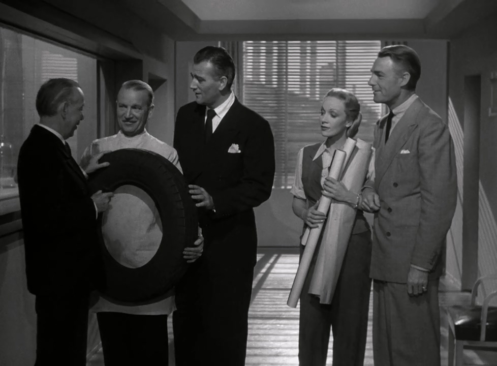 Marlene Dietrich, Randolph Scott, John Wayne, Frank Craven, and Gus Glassmire in Pittsburgh (1942)