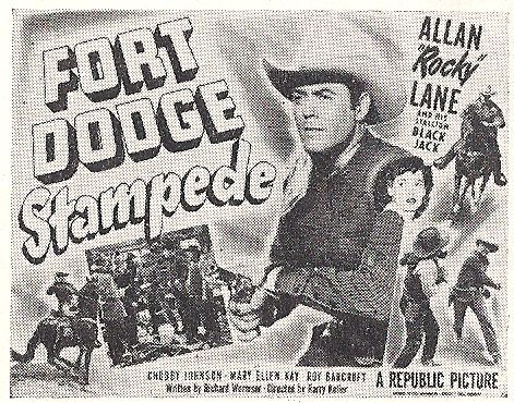 Mary Ellen Kay, Allan Lane, and Black Jack in Fort Dodge Stampede (1951)