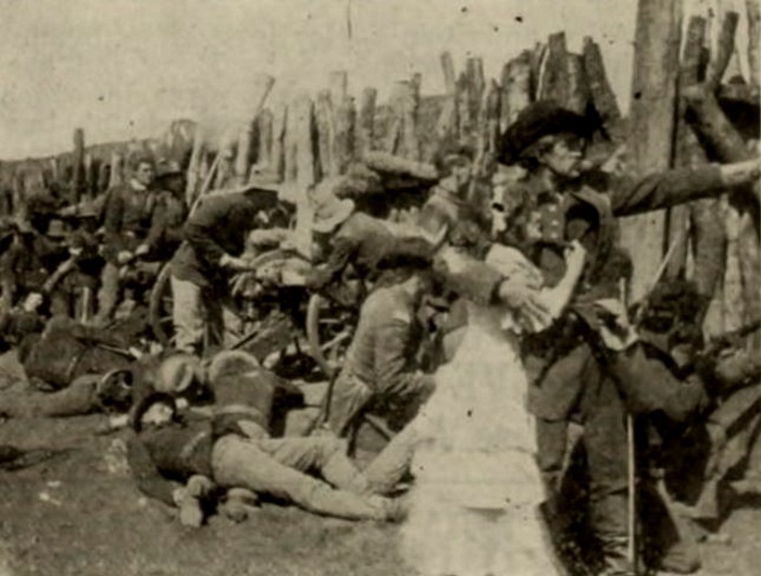 Francis Ford, Ethel Grandin, and Ray Myers in The Invaders (1912)