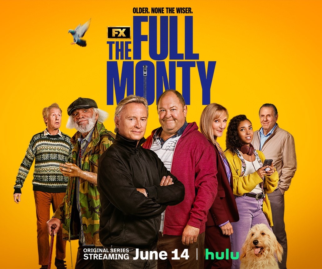 Robert Carlyle, Mark Addy, Paul Barber, Steve Huison, Lesley Sharp, Tom Wilkinson, and Talitha Wing in The Full Monty (2023)