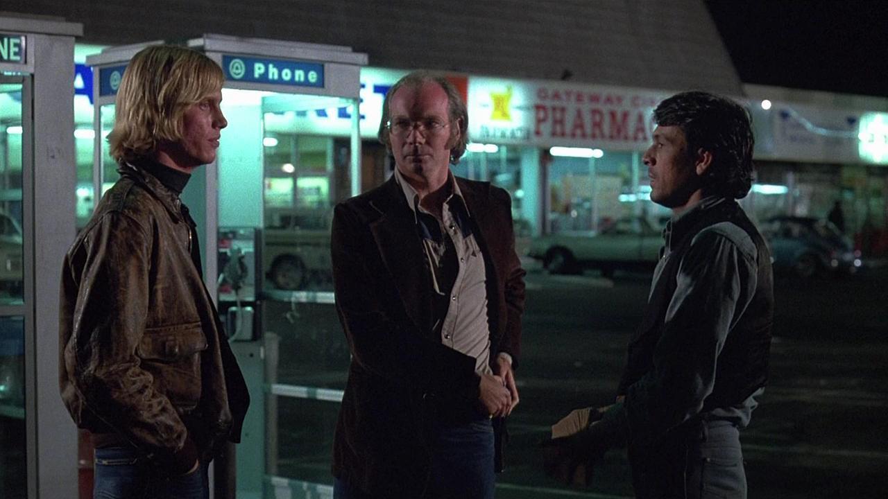 Frank Bruno, Will Walker, and Joseph Walsh in The Driver (1978)