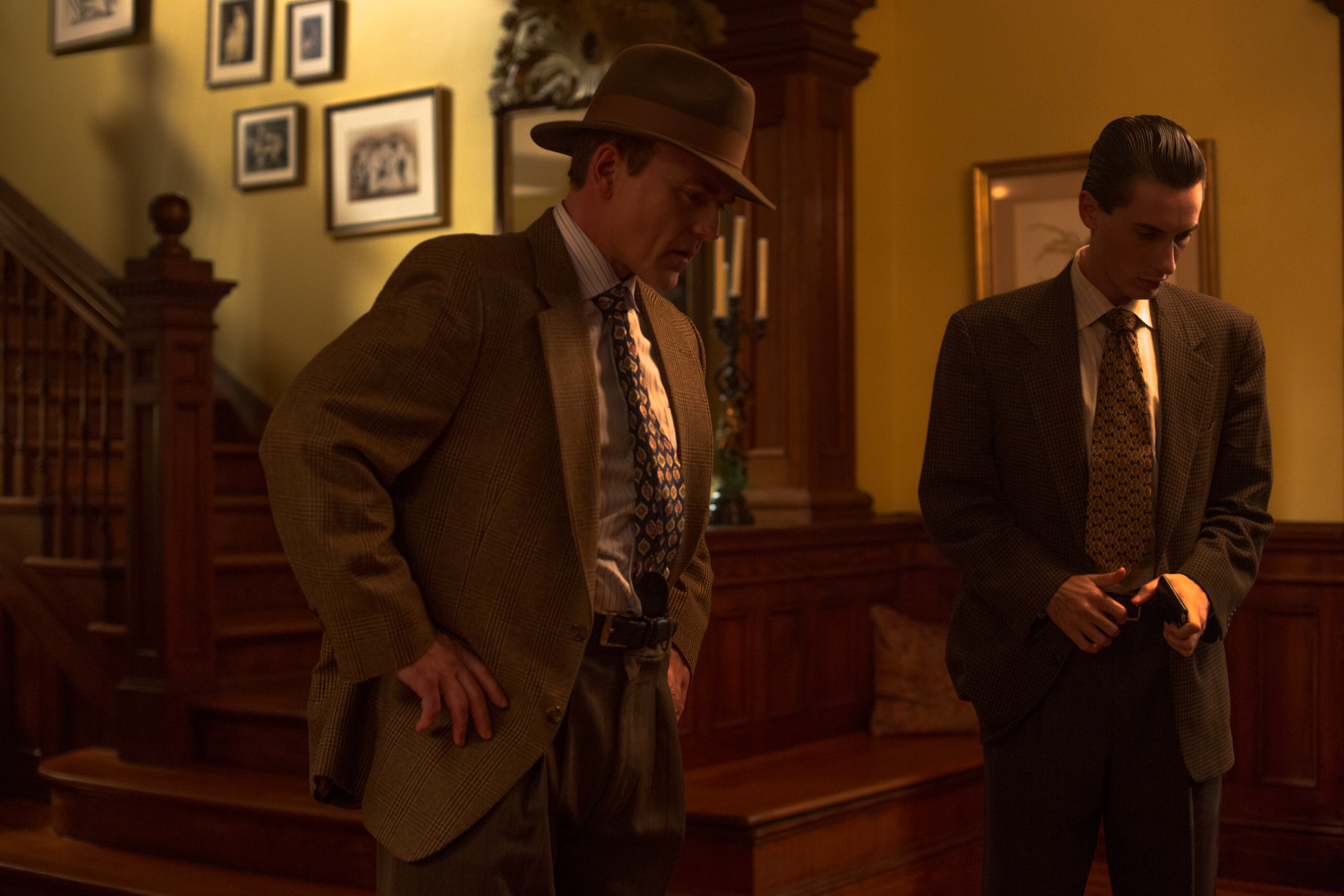 Jeff Rose as Detective Herman Cline and David Jay Schneider as Victor Elmendorf in "Lover in the Attic"