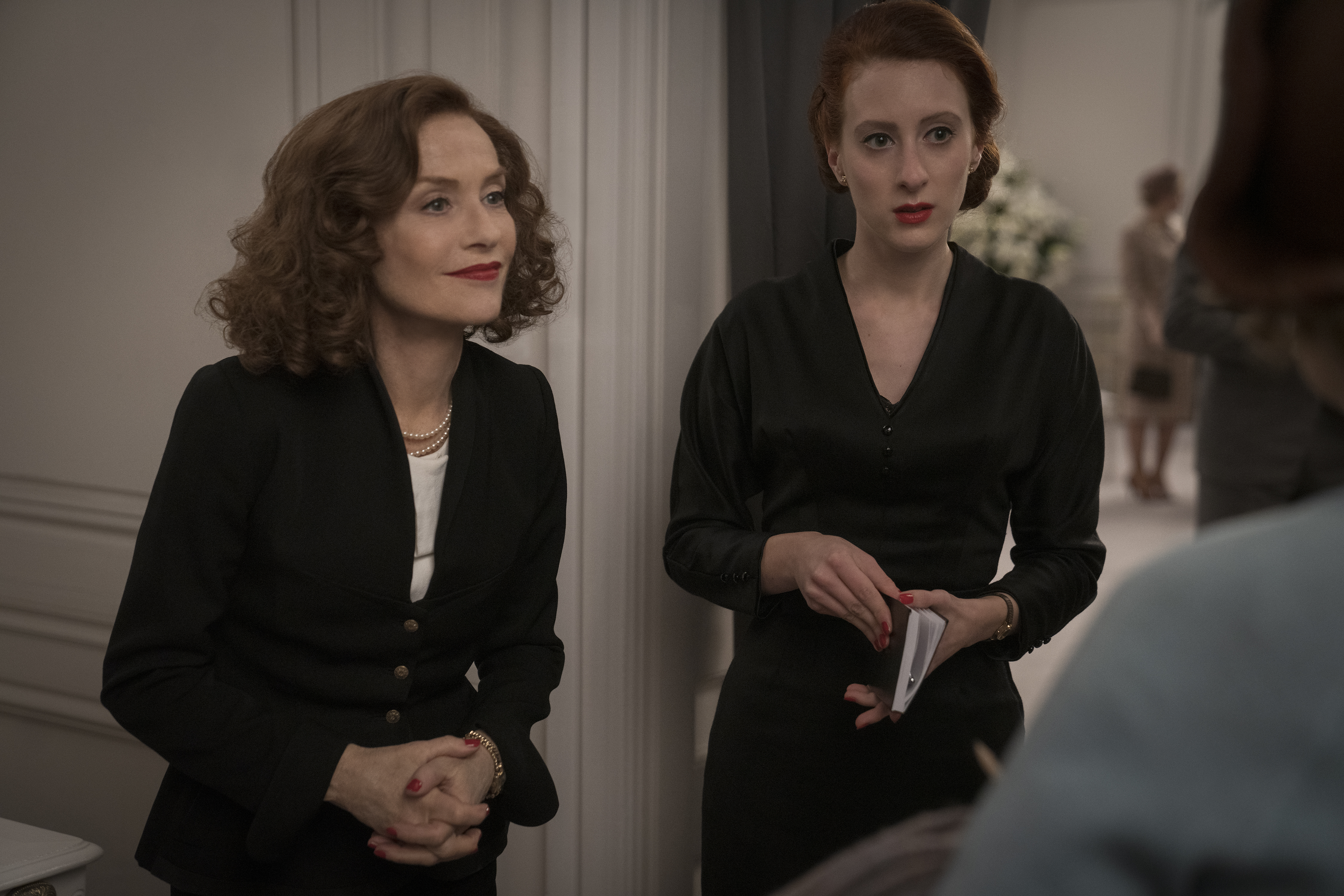 Isabelle Huppert, Lesley Manville, and Roxane Duran in Mrs. Harris Goes to Paris (2022)