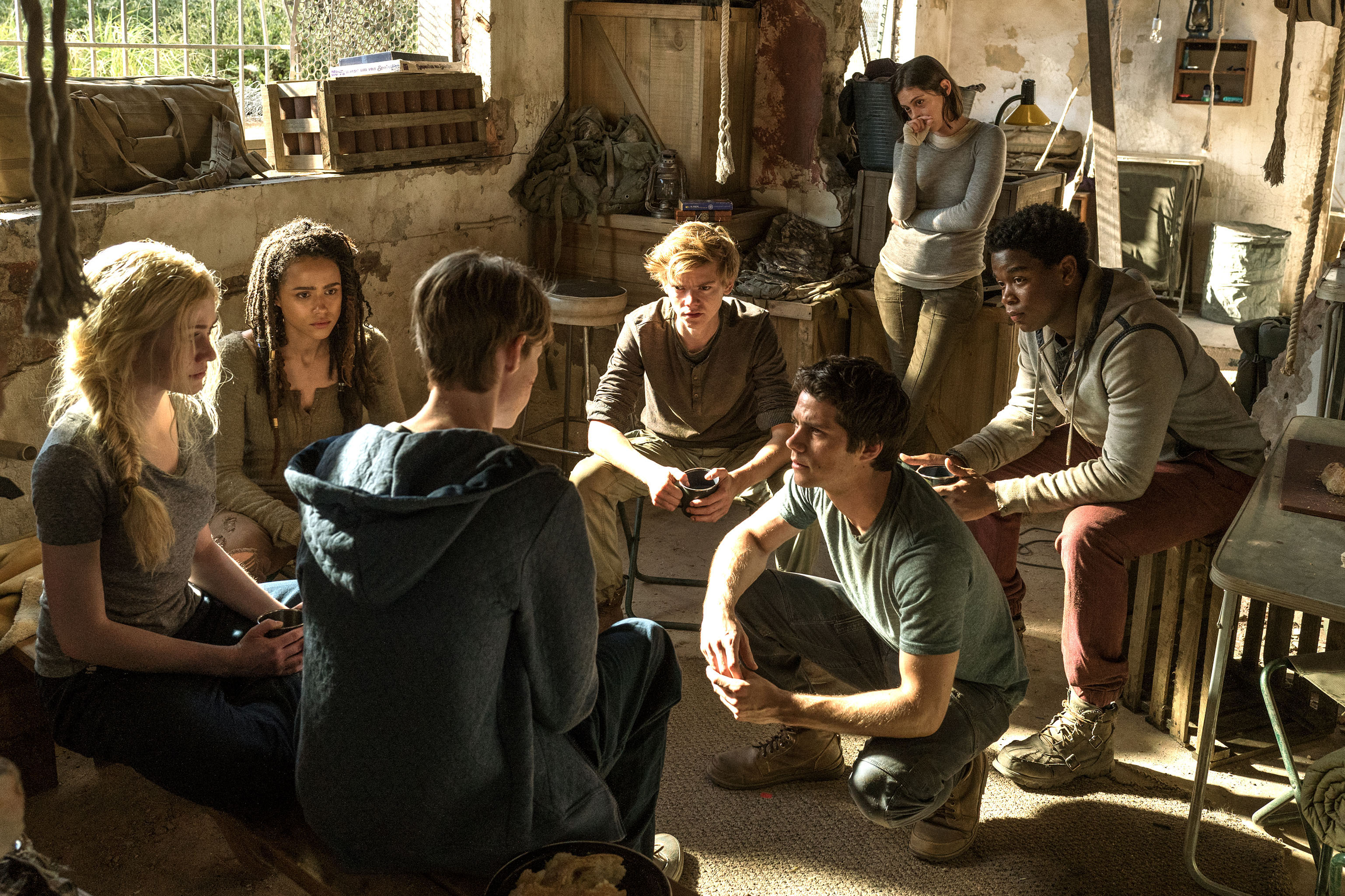 Thomas Brodie-Sangster, Dexter Darden, Nathalie Emmanuel, Katherine McNamara, Dylan O'Brien, Rosa Salazar, and Jacob Lofland in Maze Runner: The Death Cure (2018)