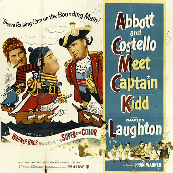 Charles Laughton, Bud Abbott, Hillary Brooke, Lou Costello, and Fran Warren in Abbott and Costello Meet Captain Kidd (1952)