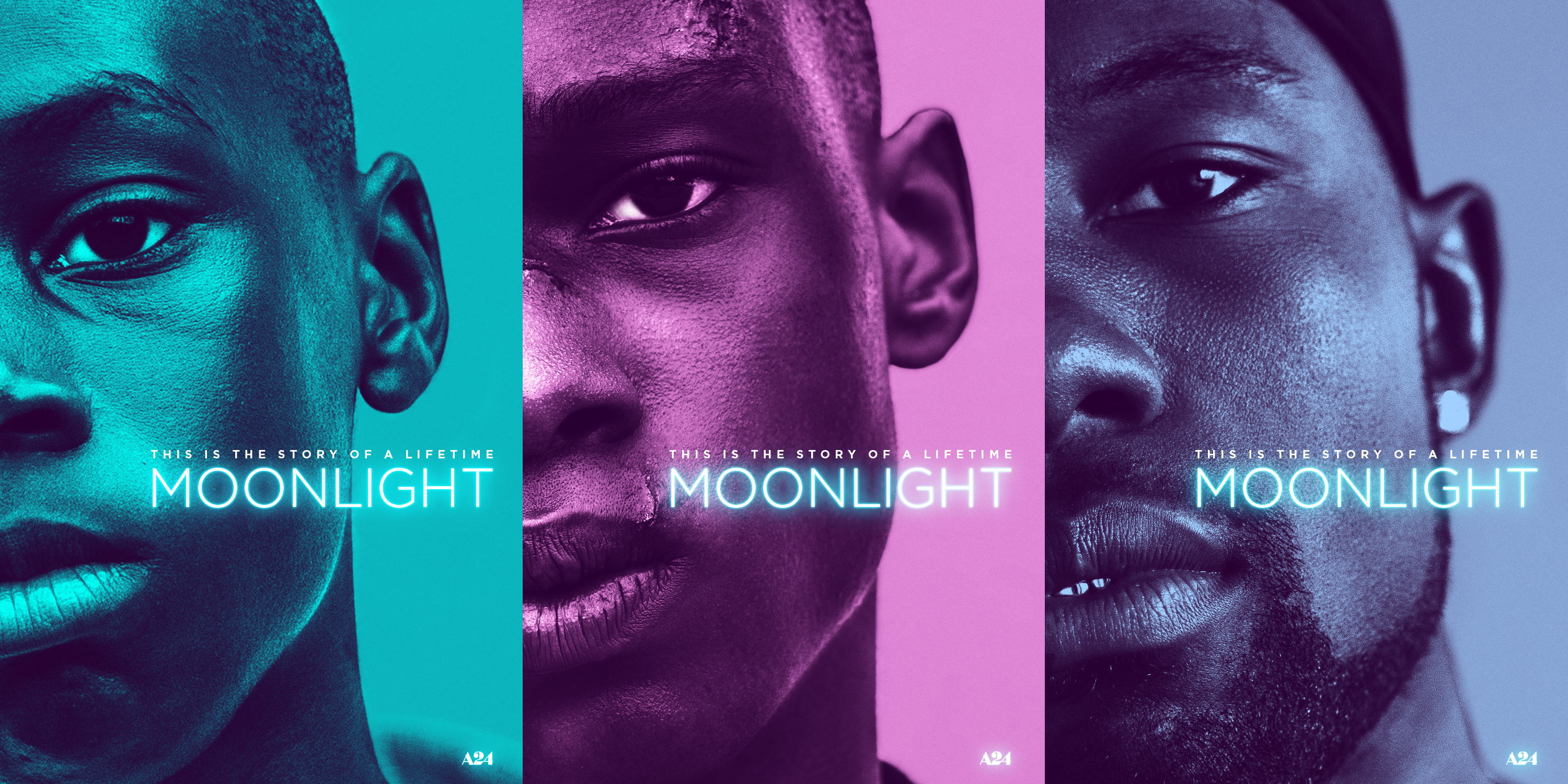 Trevante Rhodes, Ashton Sanders, and Alex R. Hibbert in Moonlight (2016)