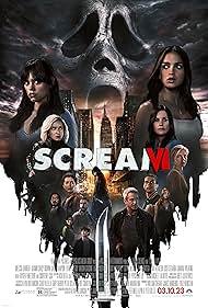 Dermot Mulroney, Courteney Cox, Hayden Panettiere, Tony Revolori, Liana Liberato, Josh Segarra, Mason Gooding, Samara Weaving, Melissa Barrera, Jenna Ortega, Jasmin Savoy Brown, Jack Champion, and Devyn Nekoda in Scream VI (2023)