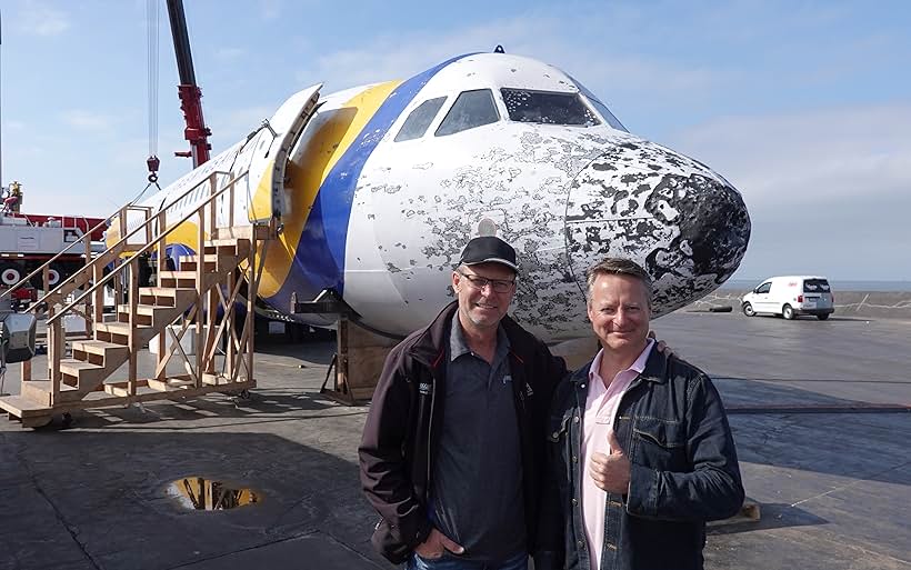 One set for the making of the film The Rescue (left) Doug Scroggins, Aviation Effects Supervisor and Martin Laing, Production Designer with the A320 Scroggins Aviation supplied for the film.