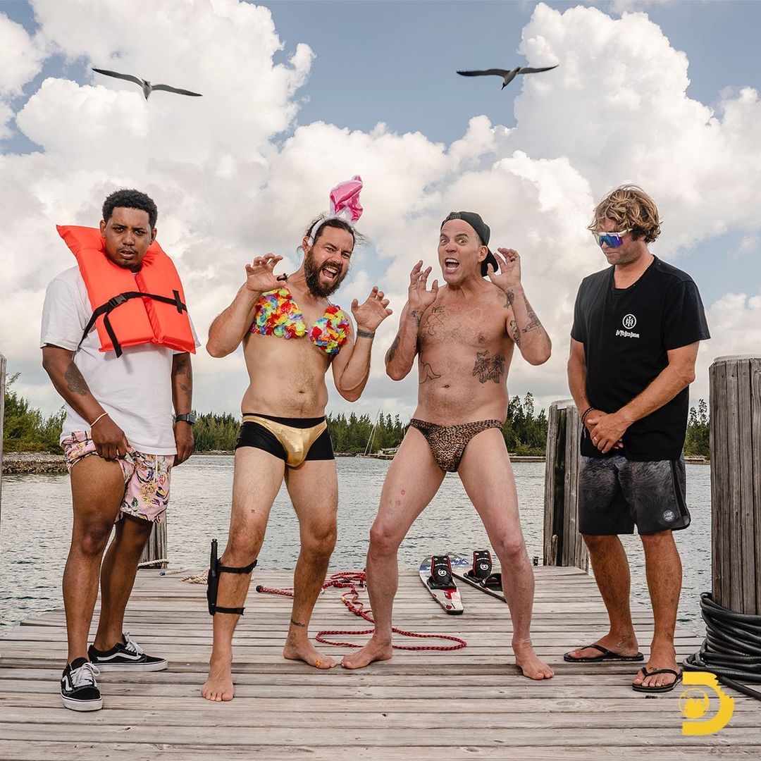 Chris Pontius, Steve-O, Sean McInerney, and Davon Wilson in Jackass Shark Week (2021)