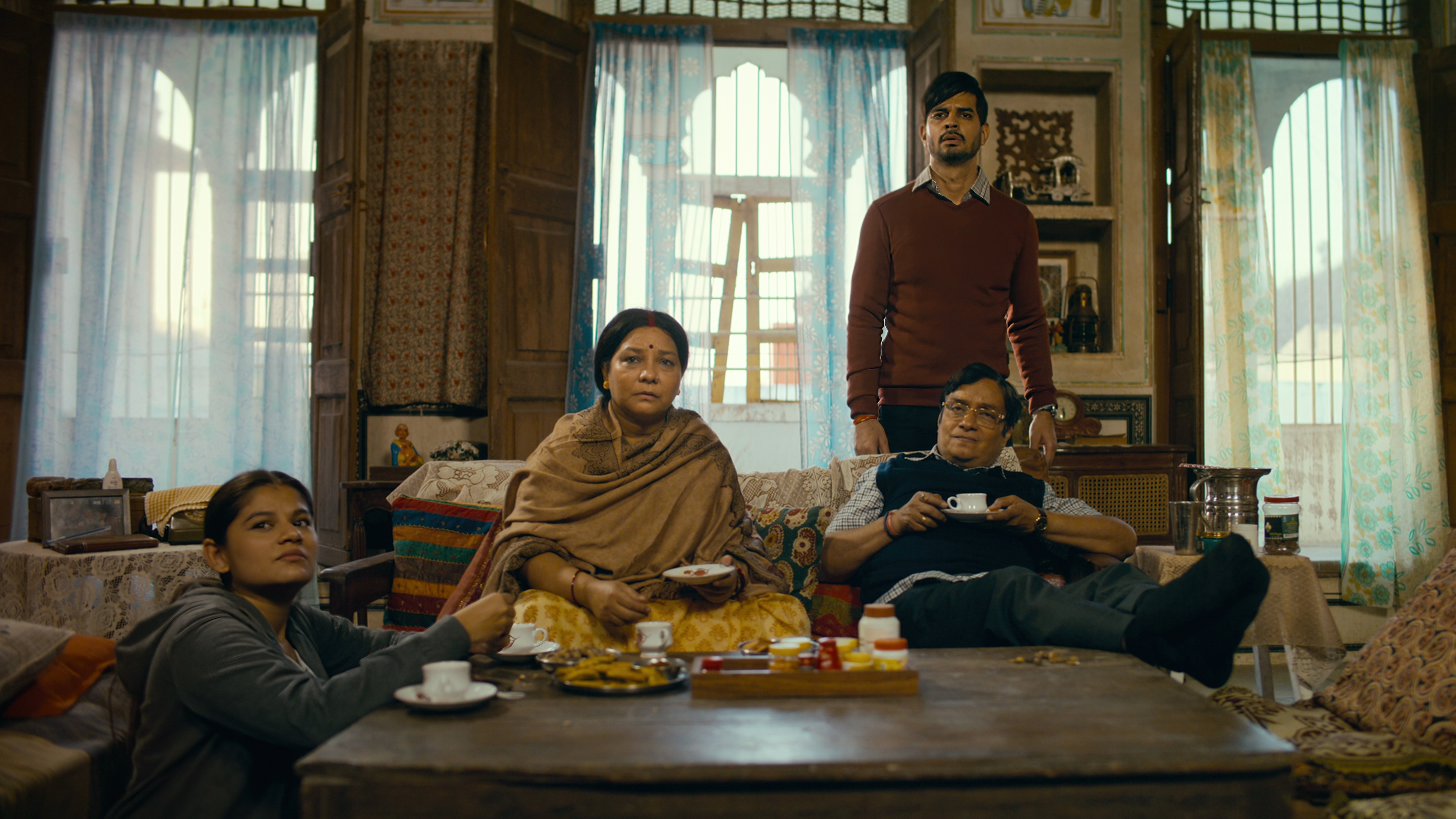 Brijendra Kala, Sunita Rajwar, and Tahir Raj Bhasin in Yeh Kaali Kaali Ankhein (2022)