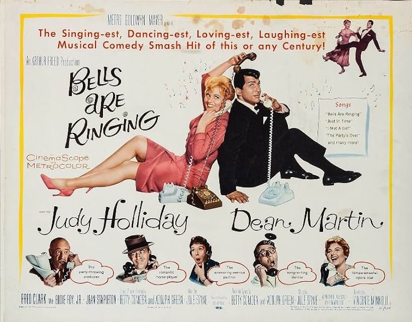 Dean Martin, Fred Clark, Eddie Foy Jr., Judy Holliday, Jean Stapleton, and Ruth Storey in Bells Are Ringing (1960)