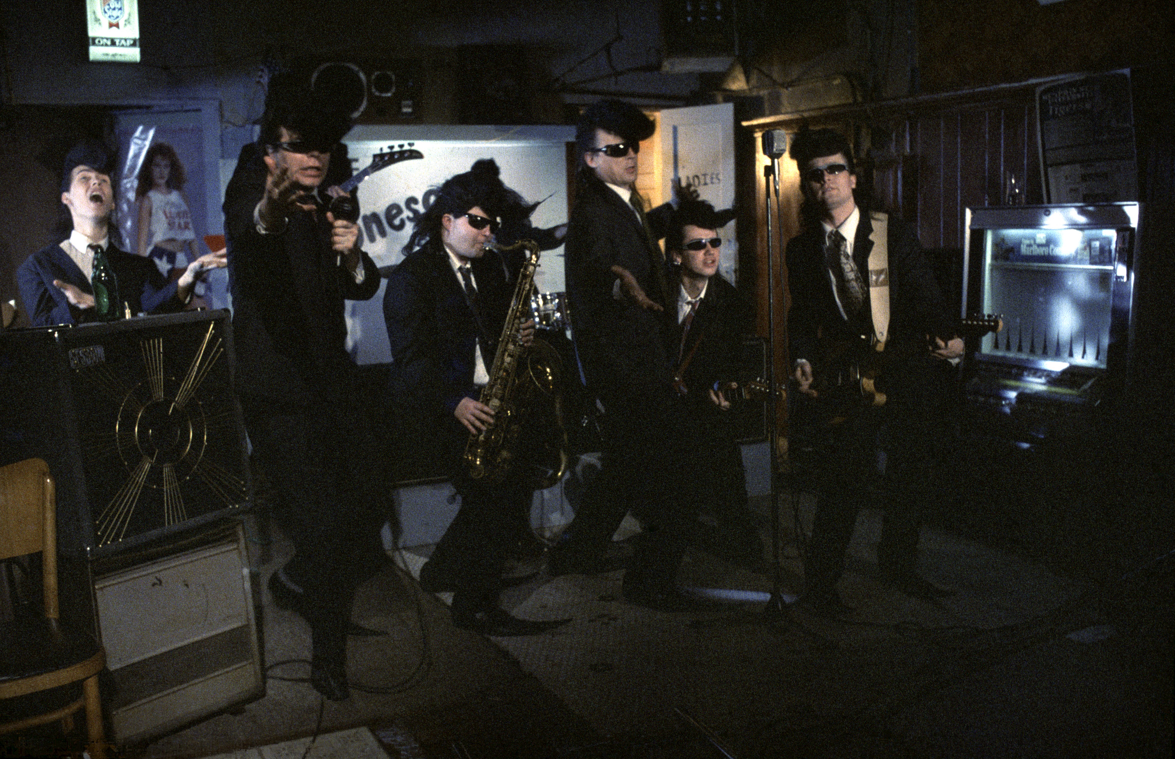 Sakke Järvenpää, Heikki Keskinen, Puka Oinonen, Mauri Sumén, Mato Valtonen, and Pekka Virtanen in Leningrad Cowboys Go America (1989)