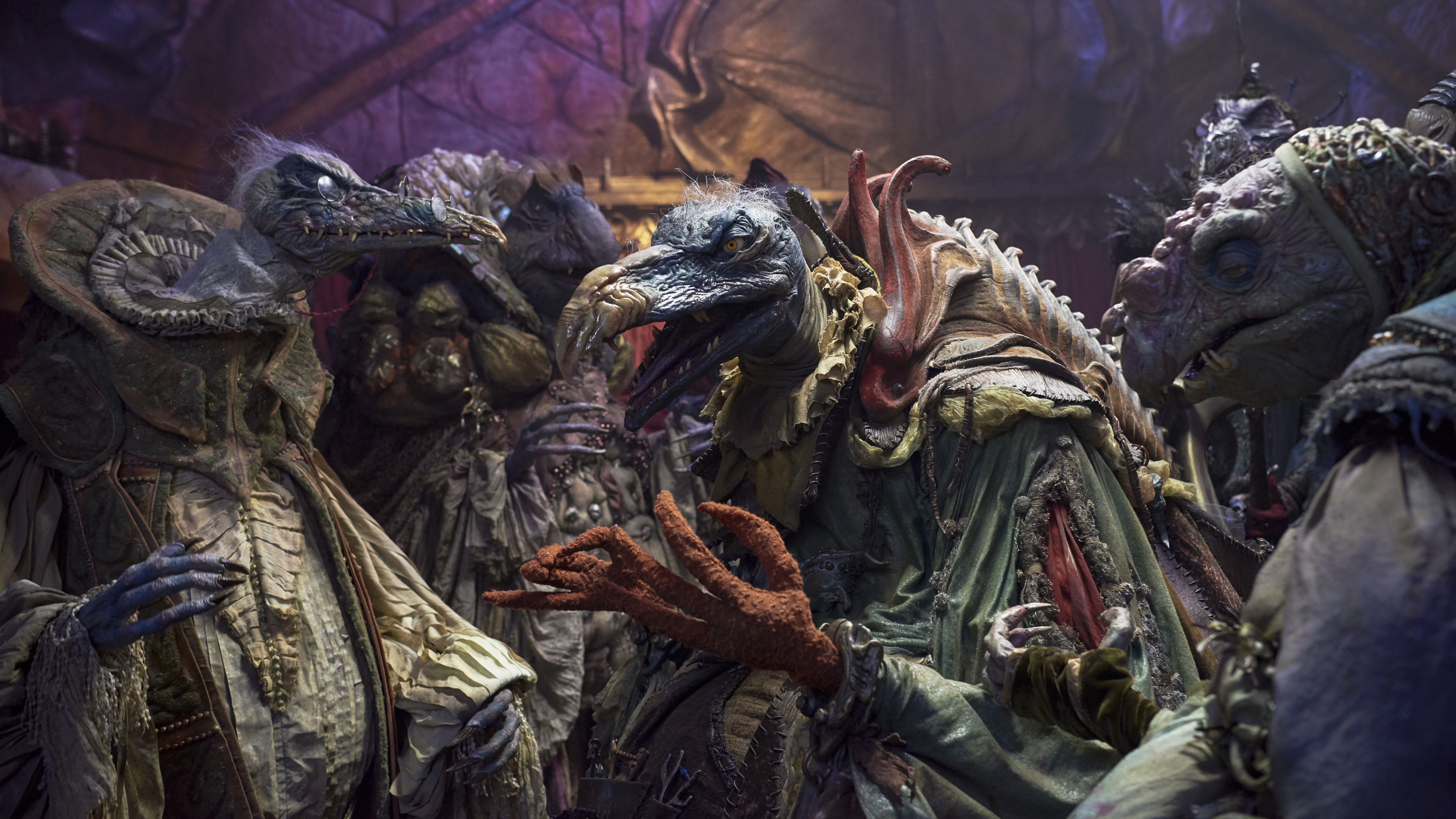 Mark Hamill, Harvey Fierstein, Jason Isaacs, Louise Gold, Helena Smee, Olly Taylor, Neil Sterenberg, Dave Chapman, and Awkwafina in The Dark Crystal: Age of Resistance (2019)