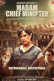 Saurabh Shukla, Manav Kaul, and Richa Chadha in Madam Chief Minister (2021)