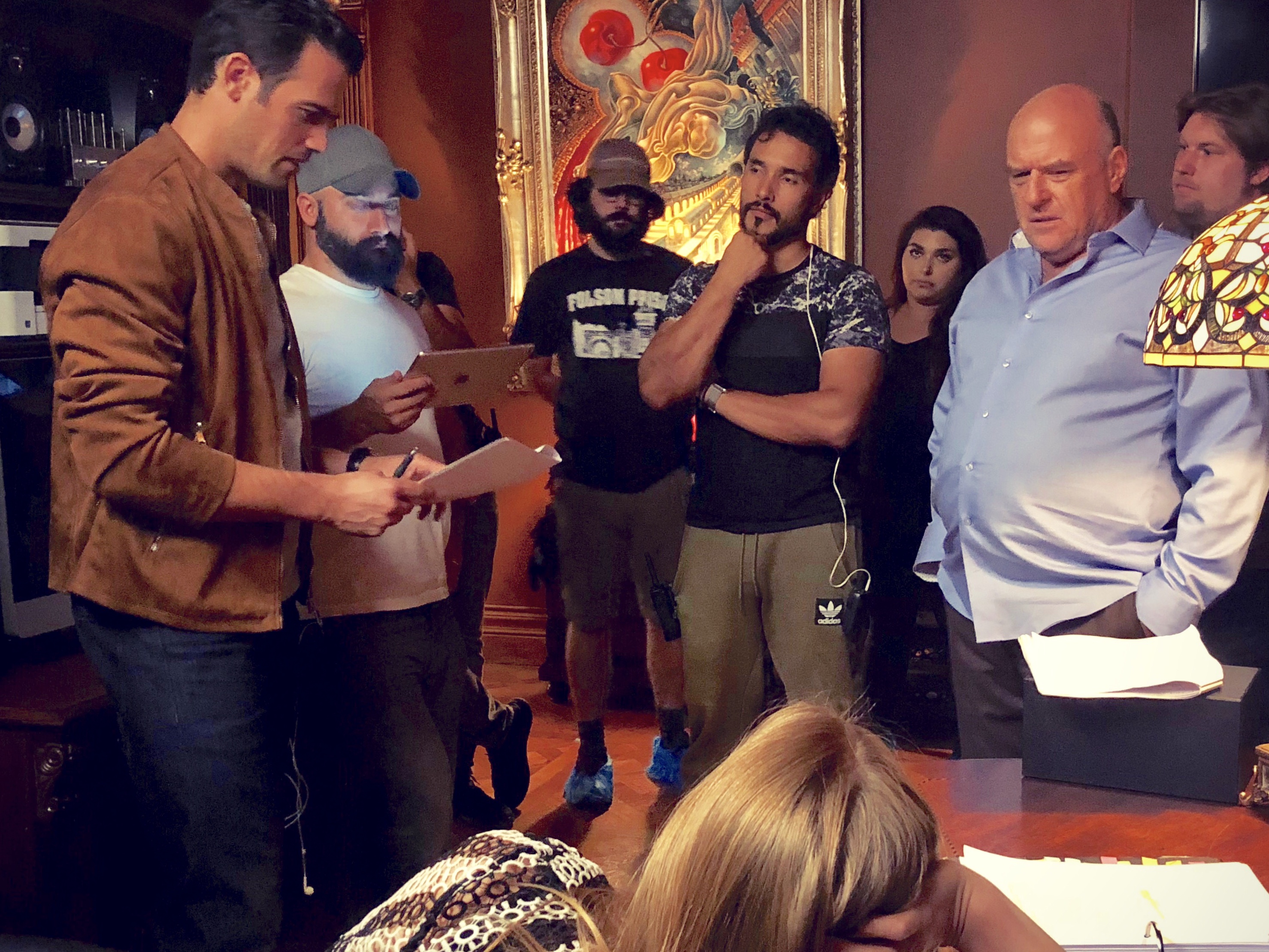 Thomas Beaudoin (left) with Dean Norris, Marci Miller and director Santiago Salviche