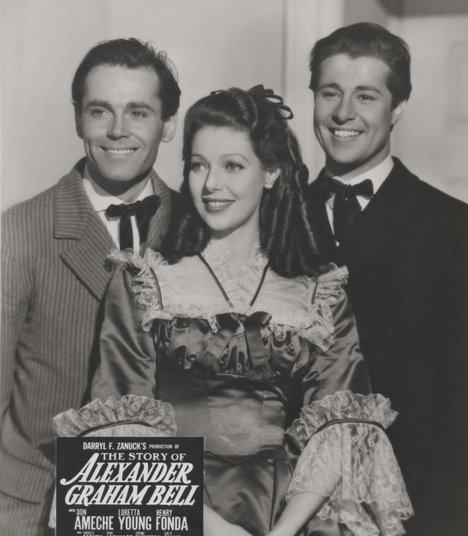 Henry Fonda, Don Ameche, and Loretta Young in The Story of Alexander Graham Bell (1939)