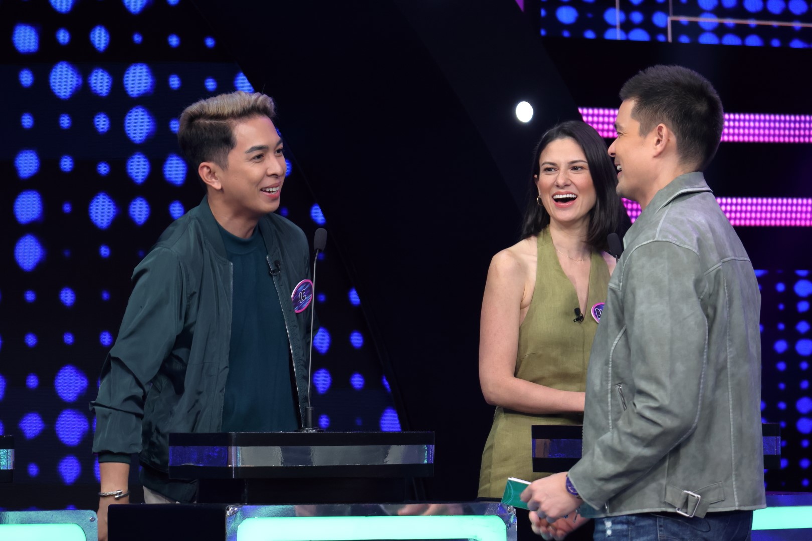 Dingdong Dantes, Bianca King, and IC Mendoza in Family Feud Philippines (2022)