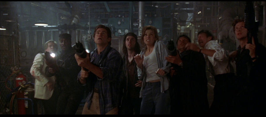 Famke Janssen, Treat Williams, Jason Flemyng, Anthony Heald, Derrick O'Connor, Kevin J. O'Connor, Clifton Powell, and Wes Studi in Deep Rising (1998)