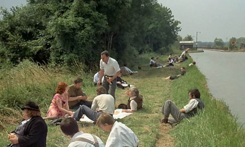 Jean-Louis Trintignant, Maurice Biraud, Serge Marquand, Franco Mazzieri, and Régine in The Last Train (1973)