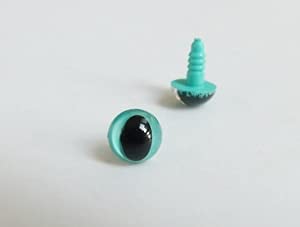 9Mm Plastic Safety Cat Eyes&White Hard Washer for Carft Plush Doll Accessories- - (Color: Lake Blue; Size: 40Pcs)