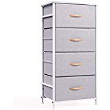 ROMOONDresser for Bedroom, Fabric Dresser with 4 Drawers, Chest of Drawers with Sturdy Steel Frame and Wood Handle for Bedroom, Closet, Living Room (Grey)