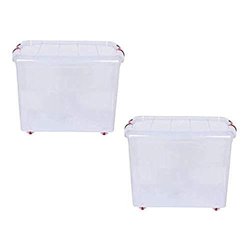 T TOPLINE Multipurpose Plastic Storage Container Box with Wheels 25 LTR (Clear, Transparent) (2 pcs)