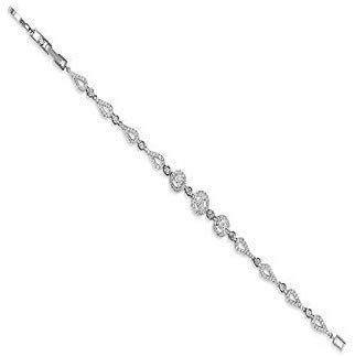 Silver Plated Knot Cubic Zirconia Crystals Studded Stylist Adjustable Bracelet For Women & Girl