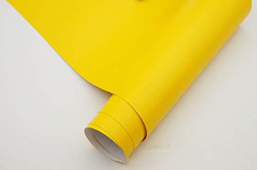 Raushik 3D Matte Satin Yellow Vinyl Wrap Roll Bubble Free Decal for Car Bike Boat Trailer Wrapping, 24x48 Inch Roll