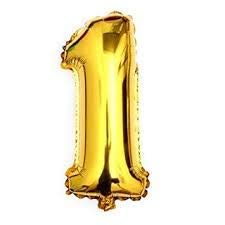 Moon "One" "1" Number Golden 16' inches Foil Balloons for B'day | Anniversary | Prty Decorations (1pcs, 16' inch) (1 Number)