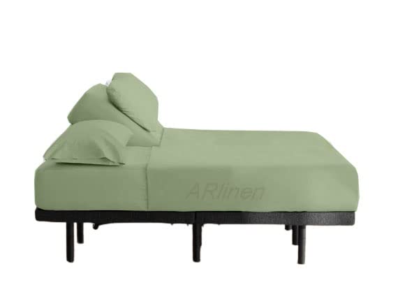 Split Head Flex Cal-King Sheet Set- 1800 Ultra-Soft Microfiber Sheets- Double Brushed- Deep Pockets- Easy Fit- 4 Piece Set- FlexTop Cal-King Sleep Number Sheets(California King-34" Top Flex, Sage)