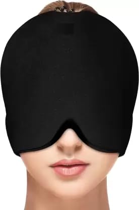 Comfitech Wearable Migraine Mask Ice Head Wrap for Tension Headache, Puffy Eyes Cold Pack (Black)