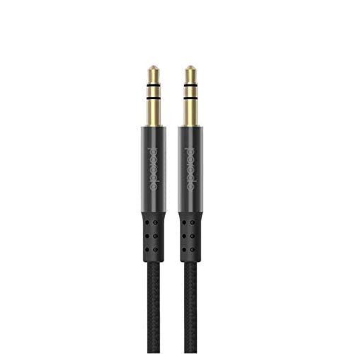 Porodo Metal Braided AUX Cable, Black, PD-AUA12-BK