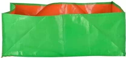 SIDDHI HDPE Terrace Gardening Rectangular Vegetable Grow Bag 350gsm - 24x12x12 Inches (Green) - Pack of 2