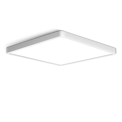 12 inch Square LED Ceiling Light, 3200LM 24W 5000K Daylight Super Bright Ceiling Lights, White Flush Mount LED Lamp, Recessed Lighting fixtures for Kitchen Bathroom Bedroom Hallway Office Garage