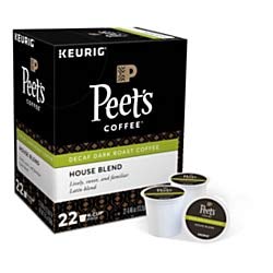 Peet's CoffeeDecaf House Blend Coffee Single-Serve K-Cup, 2.8 Oz, Carton Of 22