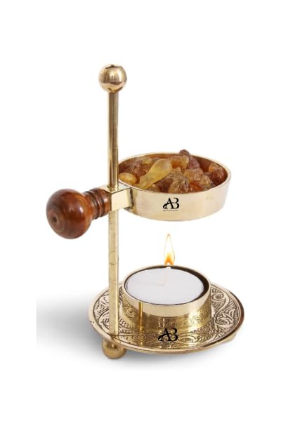 Incense Resin Burner Dhoop Dhuni Burner Sambrani Dhoop for Home & Temple Prayer, Gold, 10004