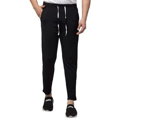 EarTechCotton Track Pants Jogger Track Pant Lower Regular Fit for Men Sport Wear-Black (Small)