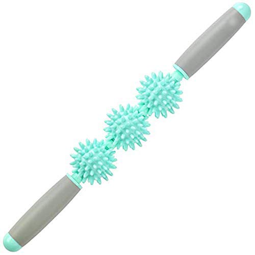 2020 Muscle Roller Stick 3 Ball, Restore Pressure Point Muscle Roller Massage Stick with Soft Spikes for Reducing Body Muscle Soreness (Mint Green)