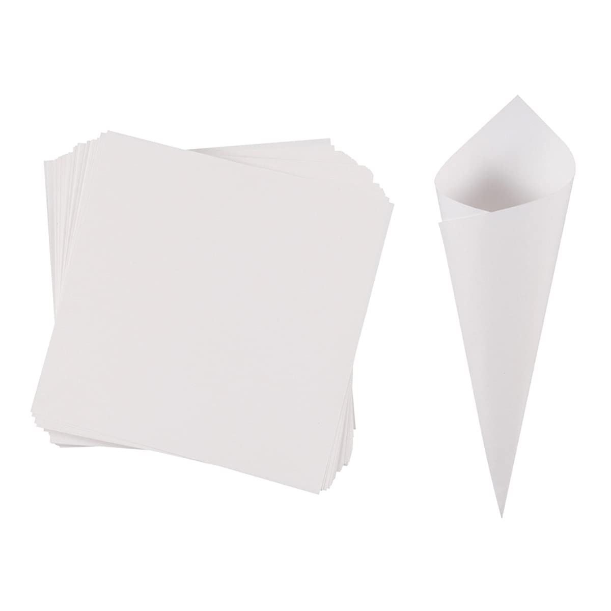 ECYC30pcs Wedding Confetti Cones Paper Kraft 6.6x6.6inch, Paper Cones Eco Friendly Flowers Petals Holder for Wedding Party, White