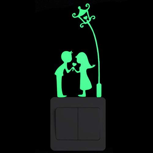 2pcs Luminous Light Switch Decals Glow in The Dark Sweet Lovers Dating and Confession Wall Stickers Light Switch Decor Art Mural Paste