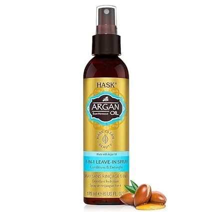 HA~SK Repairing ARGAN OIL 05-in-01 Leave In Conditioner Spray for all hair types, color safe, gluten free, sulfate free, paraben free - 6 Fl Oz 1pk, Beige, Clear