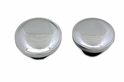 Chrome OEM Style Vented/Non-Vented Dual Gas Tank Caps for 1982-Later Harley 2-Piece FAT-BOB Tanks - SOLD AS A SET - Left and Right Hand Thread - Chopper Bobber Cafe Racer