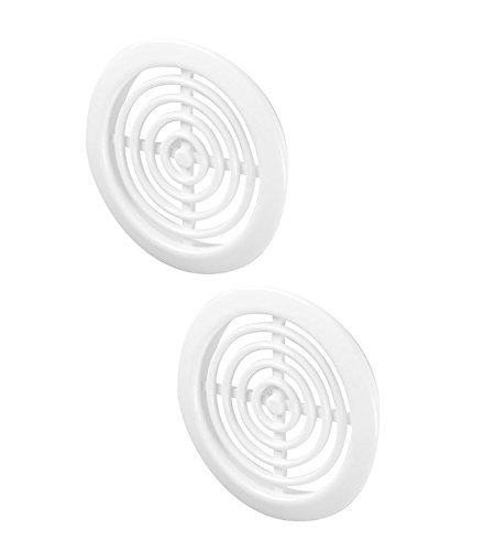 2 x White Mini Circle Air Vent Grille 45mm / 1.77" Pair of Round Ventilation Ducting Furniture Cover Soffit Grid T72