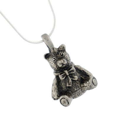 Teddy Bear Pendant and Necklace for Ashes, Stainless Steel, Cremation Jewelry for Ashes