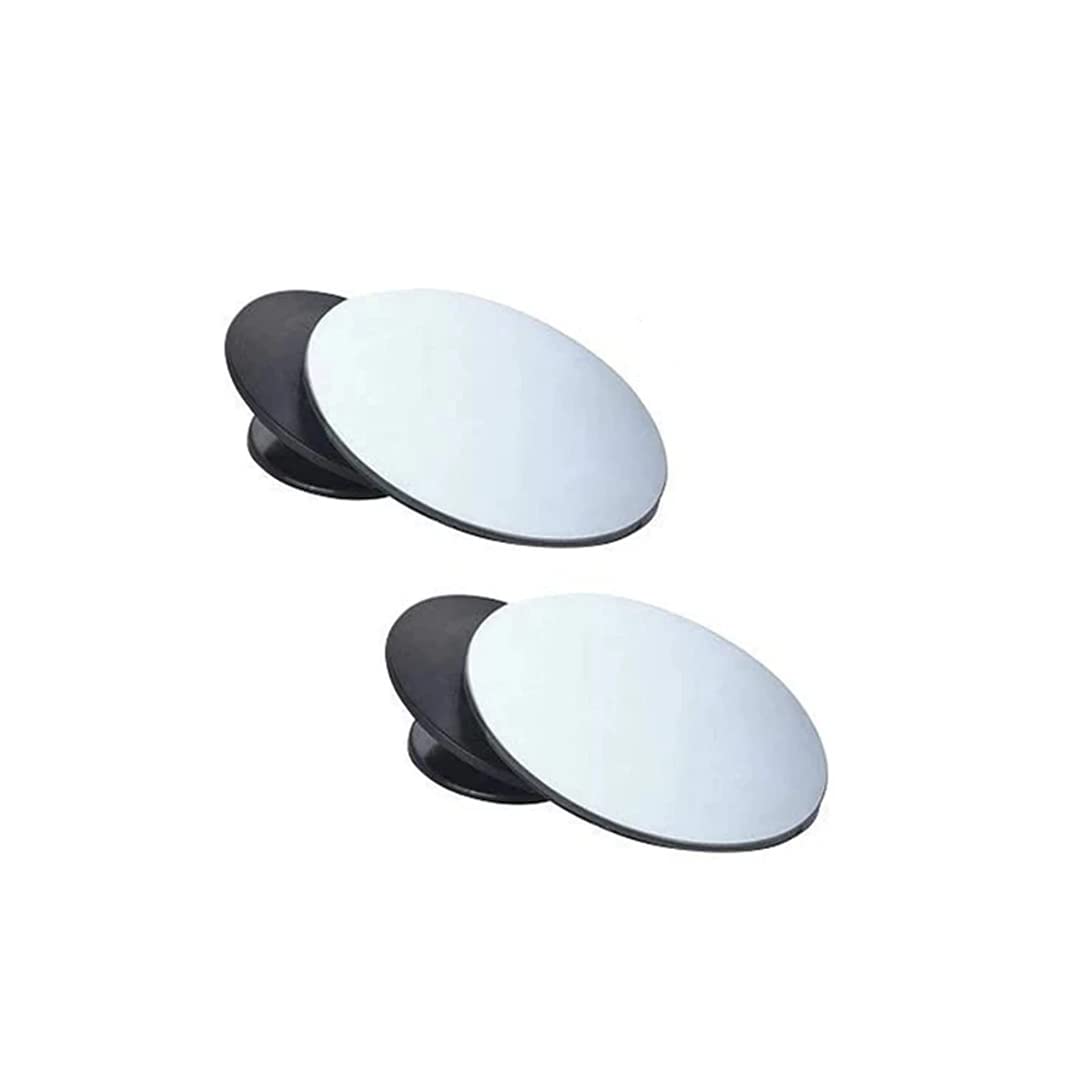 SulfarGlass Blind Spot Round Wide Angle Adjustable 360° Rotate Convex Rear View Mirror For All Universal Vehicles - Pack Of 2