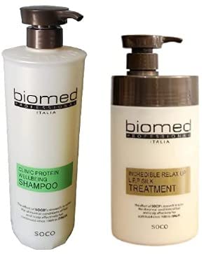 Biomed Professional Italia Clinic Protein Wellbeing Organic Shampoo & Biomed Professional Italia Relax Up L.P.P Silk Treatment 1000ml / 33.81 Fl oz. each