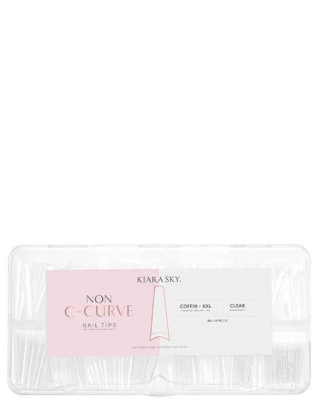 Kiara Sky Professional Nails Non C Curve Nail Tips (Non C-Curve Nail Tips XXL - Coffin - Clear)