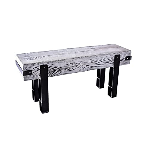 CHYRKA® Wooden bench (56x100 cm H=45 cm, White color) BRODY bench for dining room living room bar furniture loft vintage wood natural metal handmade