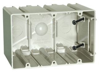 Allied MouldedProducts SB-3 Thermoplastic 3-Gang Residential/Receptacle Adjustable Electrical Switch Box 5-13/16 Inch x 3-3/4 Inch x 3-9/16 Inch 61 Cubic-Inch SliderBox